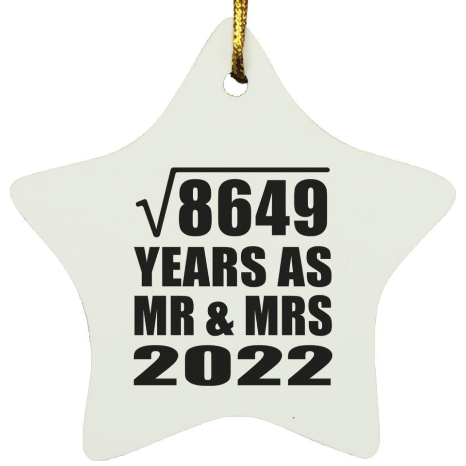 93rd Anniversary Square Root of 8649 Years As Mr & Mrs 2022 - Star Ornament