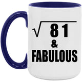 9th Birthday Square Root of 81 & Fabulous - 15oz Accent Mug Purple
