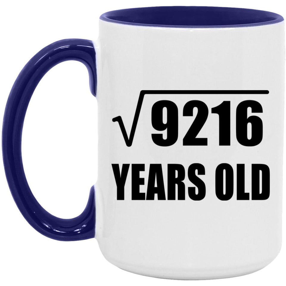 96th Birthday Square Root of 9216 Years Old - 15oz Accent Mug Purple