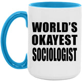 World's Okayest Sociologist - 15oz Accent Mug Blue