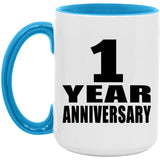 1st Anniversary 1 Year - 15oz Accent Mug Blue