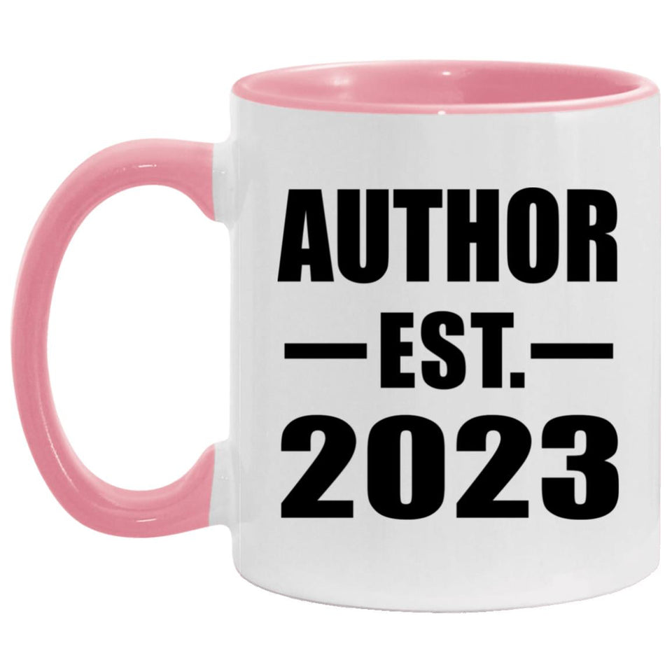 Author Established EST. 2023 - 11oz Accent Mug Pink