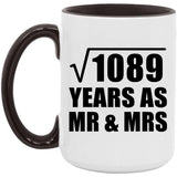 33rd Anniversary Square Root of 1089 Years As Mr & Mrs - 15oz Accent Mug Black
