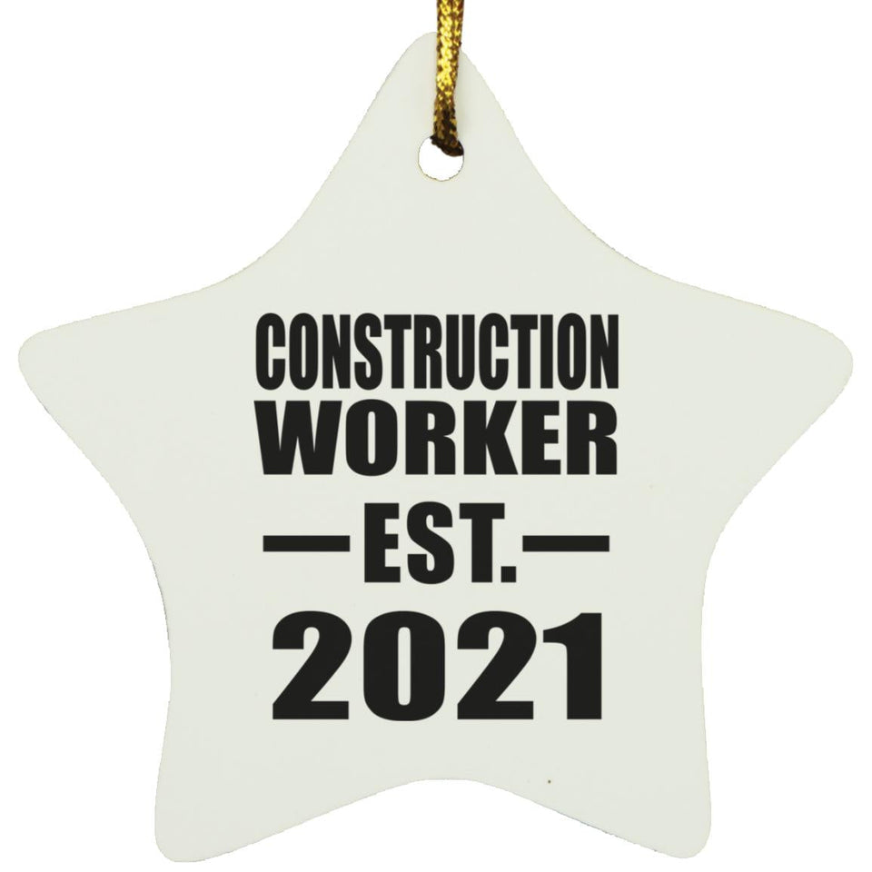 Construction Worker Established EST. 2021 - Star Ornament