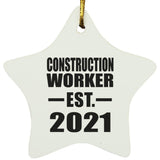 Construction Worker Established EST. 2021 - Star Ornament