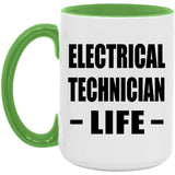 Electrical Technician Life - 15oz Accent Mug Green