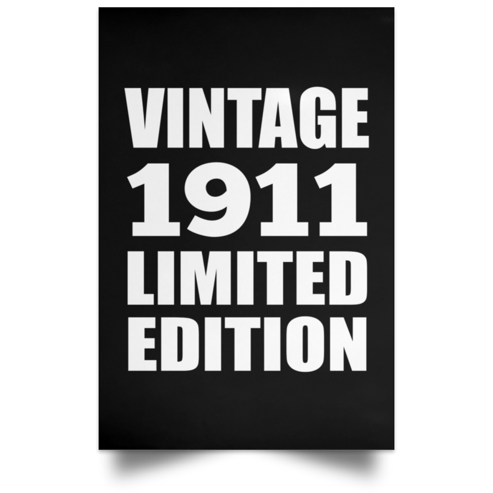 113th Birthday Vintage 1911 Limited Edition - Poster Portrait