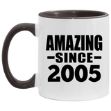 19th Birthday Amazing Since 2005 - 11oz Accent Mug Black