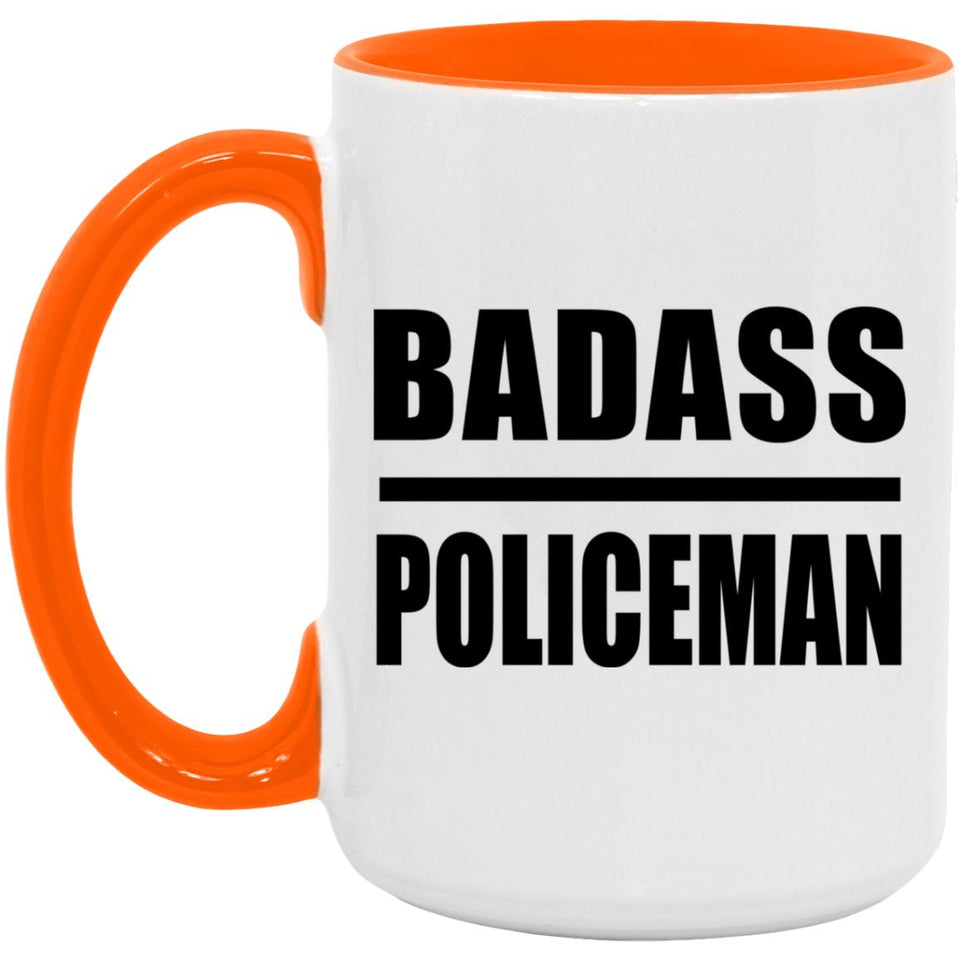 Badass Policeman - 15oz Accent Mug Orange