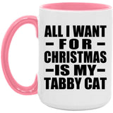 All I Want For Christmas Is My Tabby Cat - 15oz Accent Mug Pink