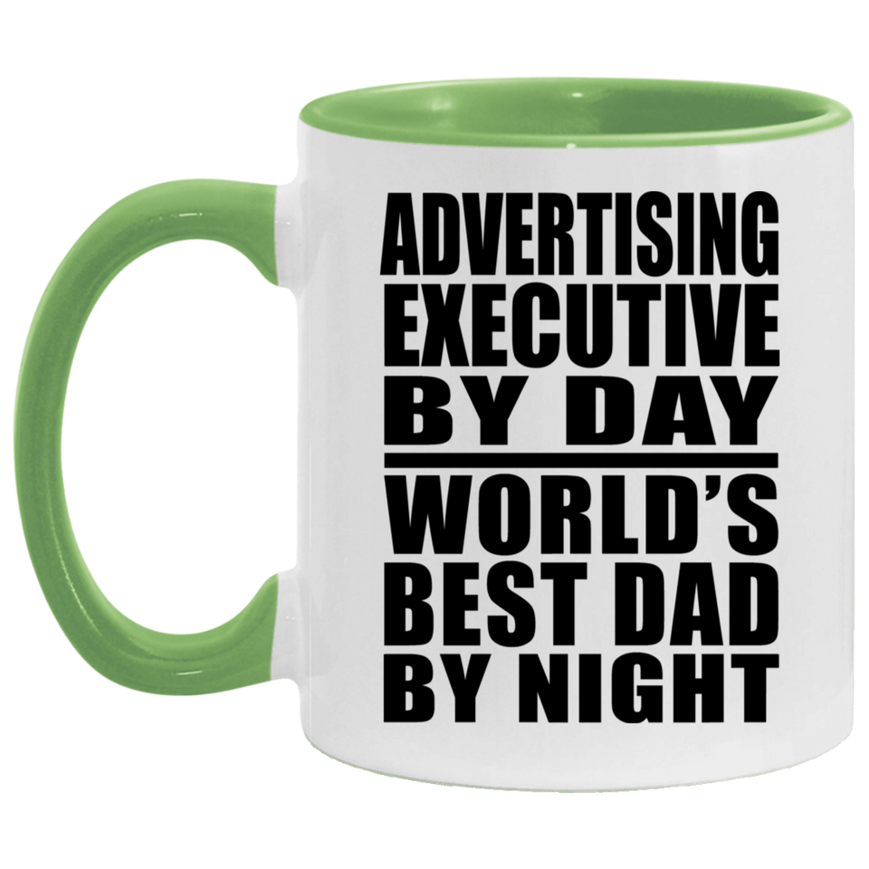 Advertising Executive By Day World's Best Dad By Night - 11oz Accent Mug Green