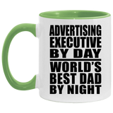 Advertising Executive By Day World's Best Dad By Night - 11oz Accent Mug Green
