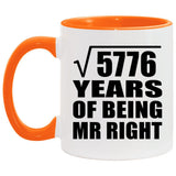 76th Anniversary Square Root of 5776 Years of Being Mr Right - 11oz Accent Mug Orange