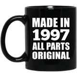 27th Birthday Made in 1997 All Parts Original - 11oz Coffee Mug Black