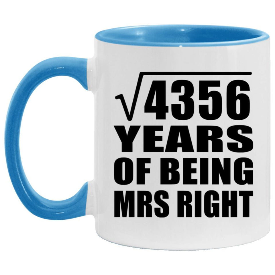 66th Anniversary Square Root of 4356 Years of Being Mrs Right - 11oz Accent Mug Blue