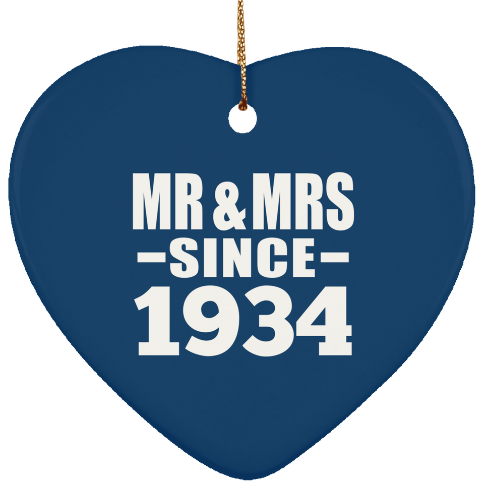 90th Anniversary Mr & Mrs Since 1934 - Heart Ornament