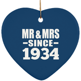 90th Anniversary Mr & Mrs Since 1934 - Heart Ornament