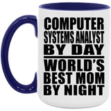 Computer Systems Analyst By Day World's Best Mom By Night - 15oz Accent Mug Purple