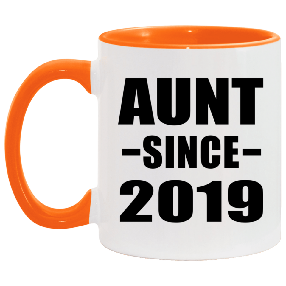 Aunt Since 2019 - 11oz Accent Mug Orange