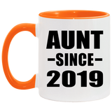 Aunt Since 2019 - 11oz Accent Mug Orange