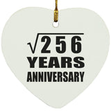 16th Anniversary Square Root of 256 Years Anniversary - Heart Ornament