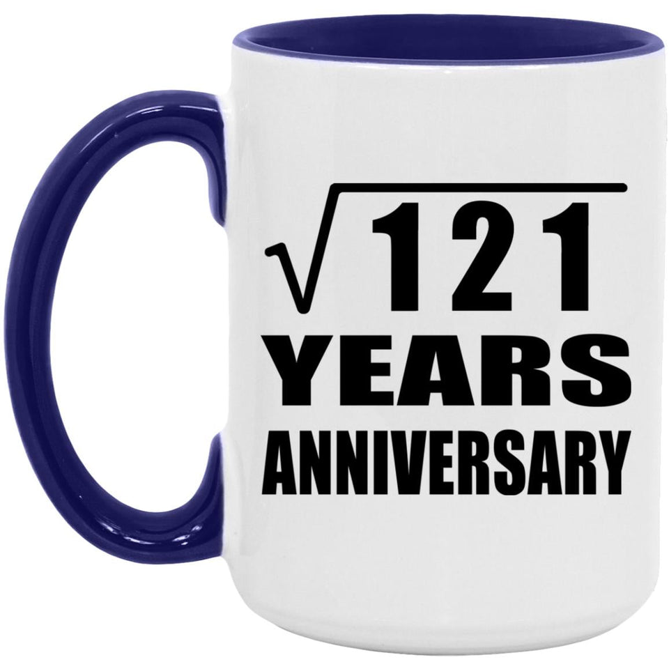 11th Anniversary Square Root of 121 Years Anniversary - 15oz Accent Mug Purple