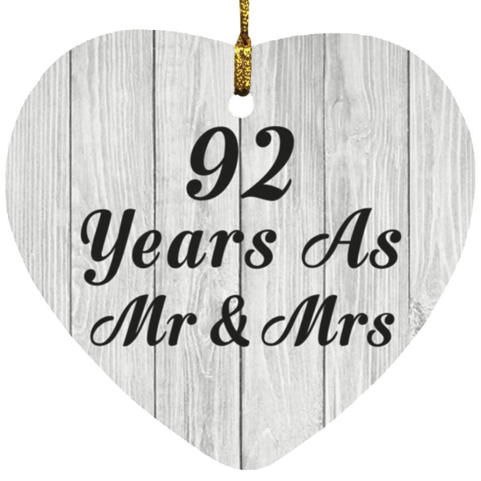 92nd Anniversary 92 Years As Mr & Mrs - Heart Ornament F
