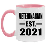 Veterinarian Established EST. 2021 - 11oz Accent Mug Pink