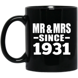 93rd Anniversary Mr & Mrs Since 1931 - 11 Oz Coffee Mug Black