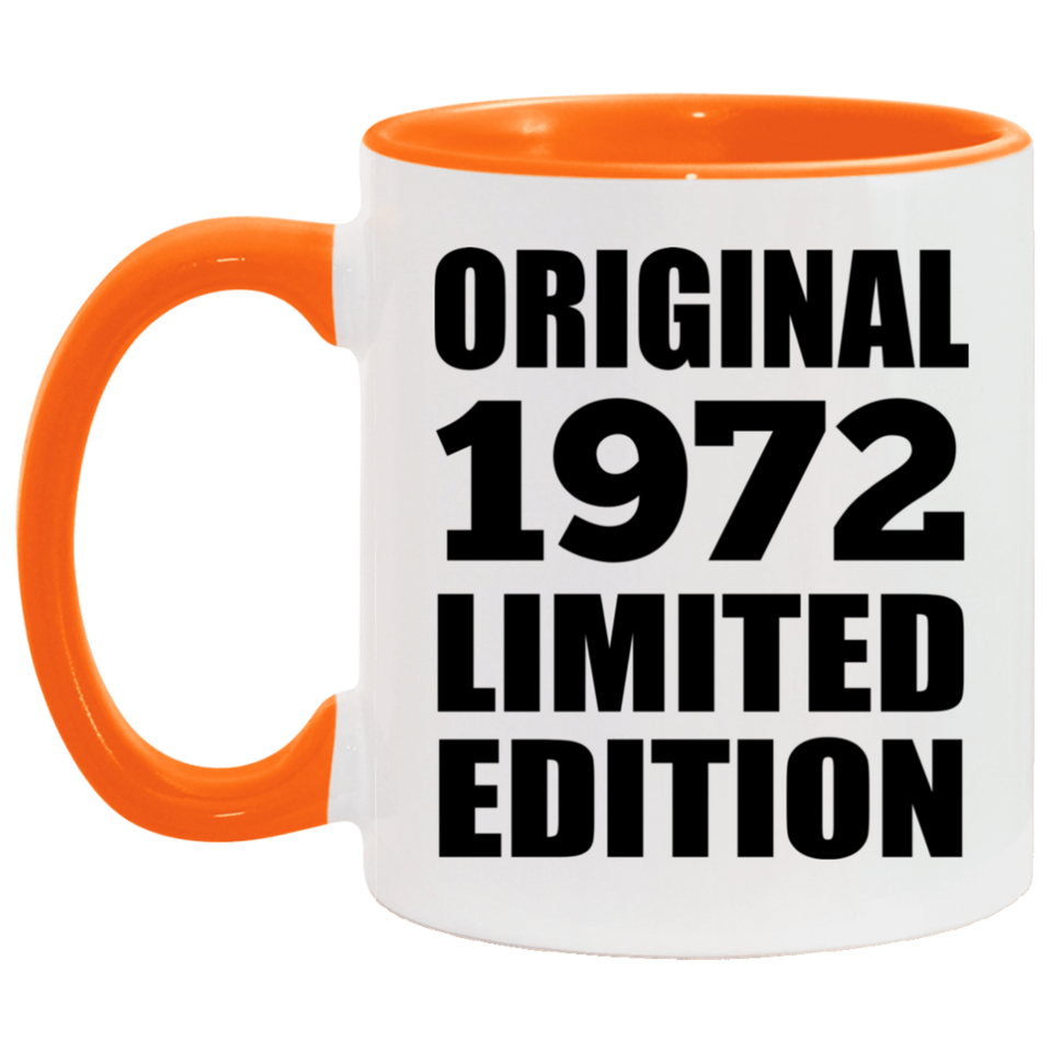 52nd Birthday Original 1972 Limited Edition - 11oz Accent Mug Orange