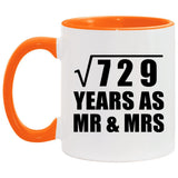 27th Anniversary Square Root of 729 Years As Mr & Mrs - 11oz Accent Mug Orange