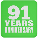 91st Anniversary 91 Years - Drink Coaster