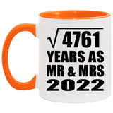 69th Anniversary Square Root of 4761 Years As Mr & Mrs 2022 - 11oz Accent Mug Orange