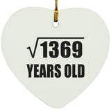 37th Birthday Square Root of 1369 Years Old - Heart Ornament