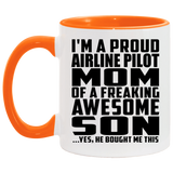 Proud Airline Pilot Mom Of Awesome Son - 11oz Accent Mug Orange