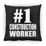 Number One #1 Construction Worker - Throw Pillow Black