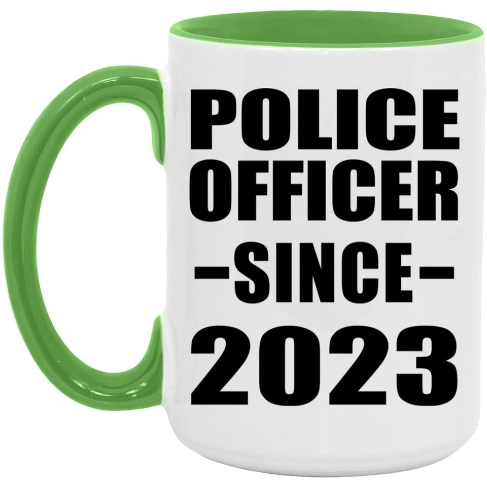 Police Officer Since 2023 - 15oz Accent Mug Green