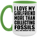 I Love My Girlfriend More Than Collecting Fossils - 15oz Accent Mug Green