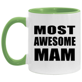 Most Awesome Mam - 11oz Accent Mug Green