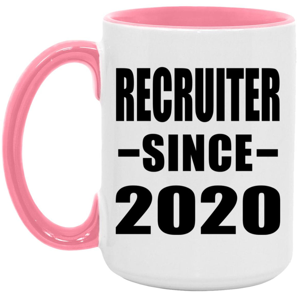 Recruiter Since 2020 - 15oz Accent Mug Pink