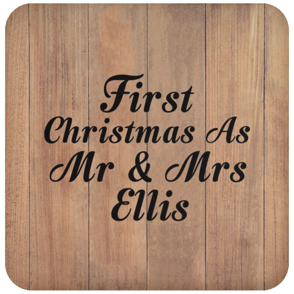 First Christmas As Mr & Mrs Ellis - Drink Coaster C