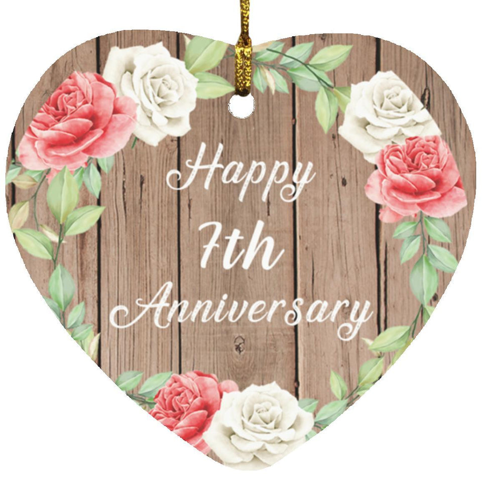 Happy 7th Anniversary - Heart Ornament B