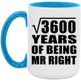 60th Anniversary Square Root of 3600 Years of Being Mr Right - 15oz Accent Mug Blue