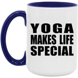 Yoga Makes Life Special - 15oz Accent Mug Purple