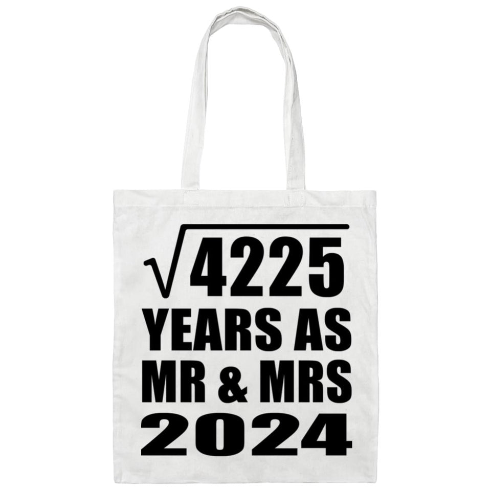 65th Anniversary Square Root of 4225 Years As Mr & Mrs 2024 - Tote Bag White