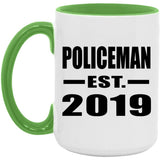 Policeman Established EST. 2019 - 15oz Accent Mug Green