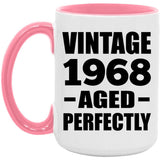 56th Birthday Vintage 1968 Aged Perfectly - 15oz Accent Mug Pink
