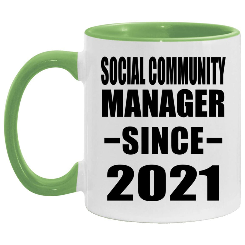 Social Community Manager Since 2021 - 11oz Accent Mug Green