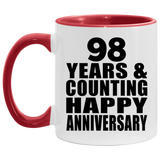 Happy 98th Anniversary 98 Years & Counting - 11oz Accent Mug Red