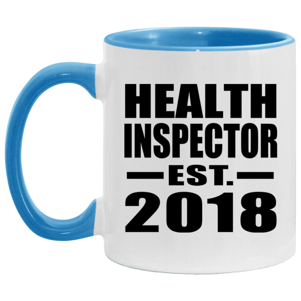 Health Inspector Established EST. 2018 - 11oz Accent Mug Blue
